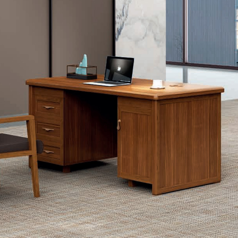 钜晟新中式实木办公桌1.6米胡桃木写字台书桌js-glaz-1654