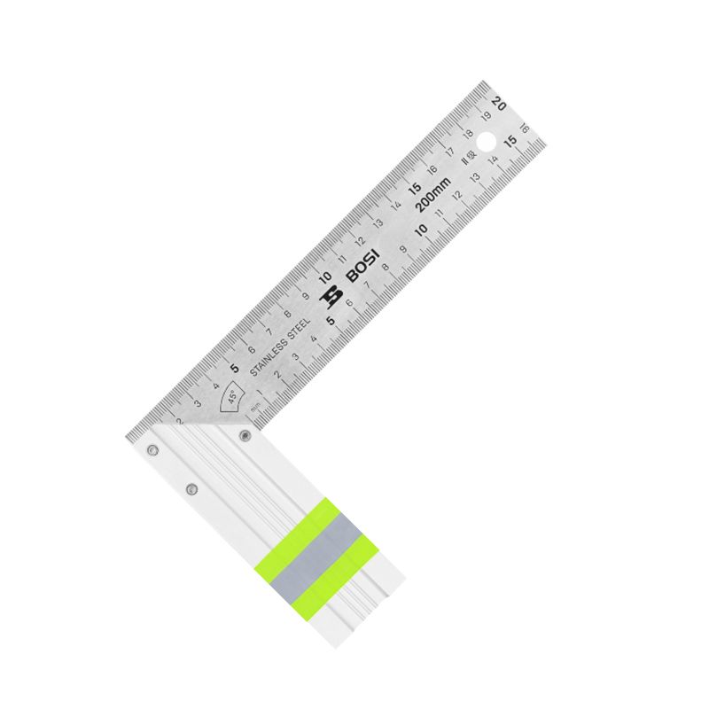 波斯(BOSI) 荧光系列铝柄钢角尺 200mm 把高清大图