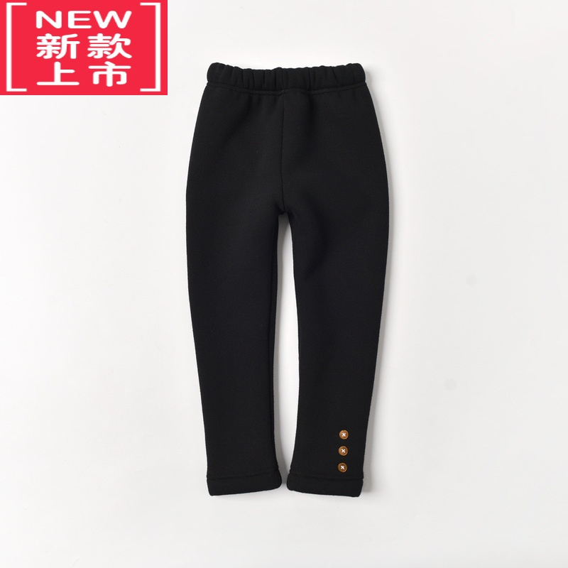 可莉允一体绒儿童加绒打底裤女童保暖长裤中大童秋冬款山东网店童装保暖裤