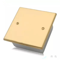 120型不锈钢镀铜地面插座盖板金色125*125盖板地插用盲板线盒盖子