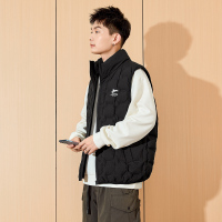 唐狮2024秋冬新款男羽绒背心男宽松立领拉链短款加厚马甲显瘦潮流 L 黑色