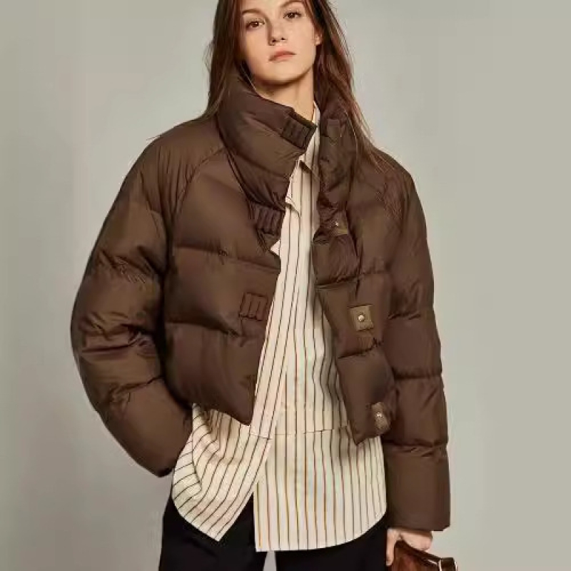 2025新款冬装女款咖色棉服外套小个子短款韩版加厚面包服棉衣棉服高清大图
