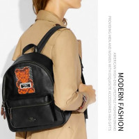 COACH 蔻驰 女士黑色暴力熊中号女士 学院风 拉链双肩包 F76656