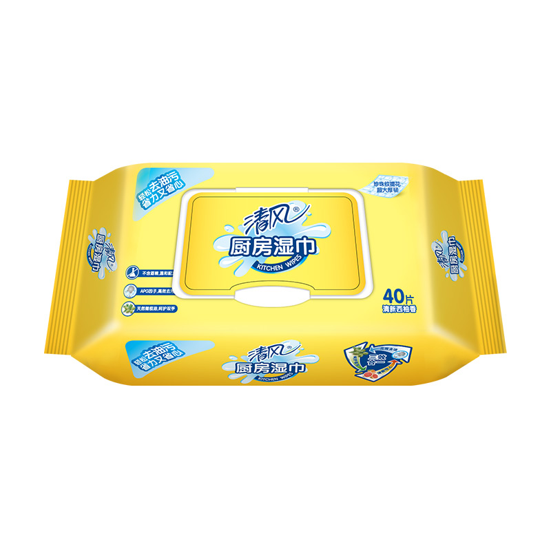 清风 厨房湿巾 厨房湿巾40片去油去污卫生清洁(多片包装)高清大图