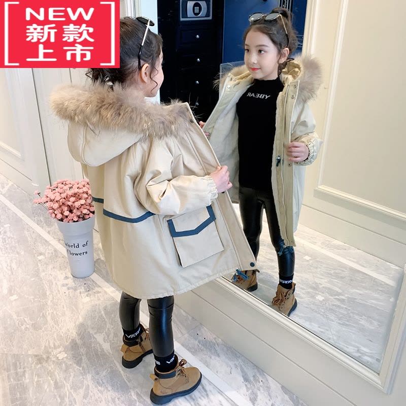 可莉允女童棉服冬季2022年新款加绒加厚羽绒棉袄儿童派克服冬装外套童装图片