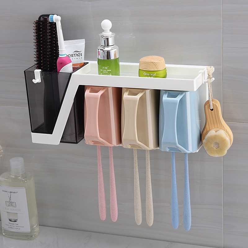 牙刷架简约刷牙杯挂墙式牙杯架牙刷杯置物架挂牙刷漱口杯牙具套装三维