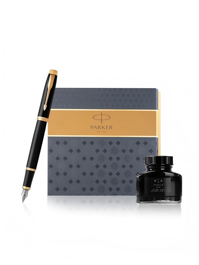 派克(PARKER)钢笔签字笔 七夕礼物 教师节礼物 AI定制贺卡 IM丽雅黑金夹墨水笔+墨水礼盒高清大图