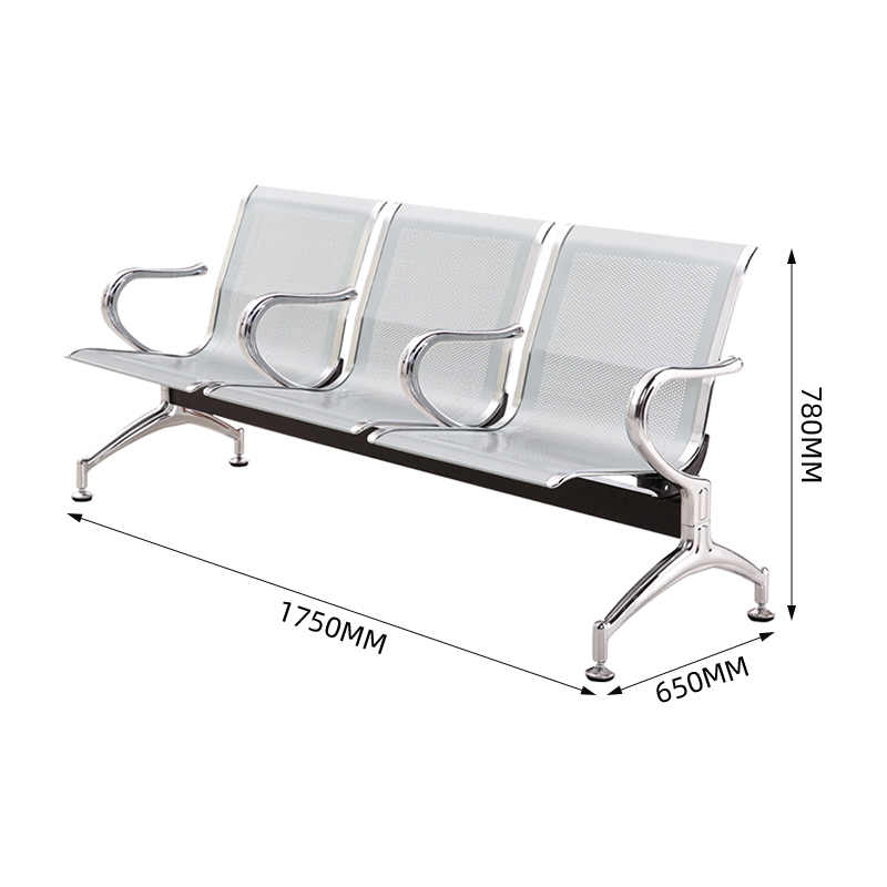 中豫鑫泽 ZYXZ5021030 连排椅机场椅公共座椅长椅等候椅 三人位银灰色高清大图