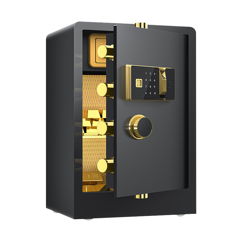 臻远ZY-NW-BXGS-37全钢实心保险柜办公防盗保险箱 高60cm带轮子黑色指纹款高清大图