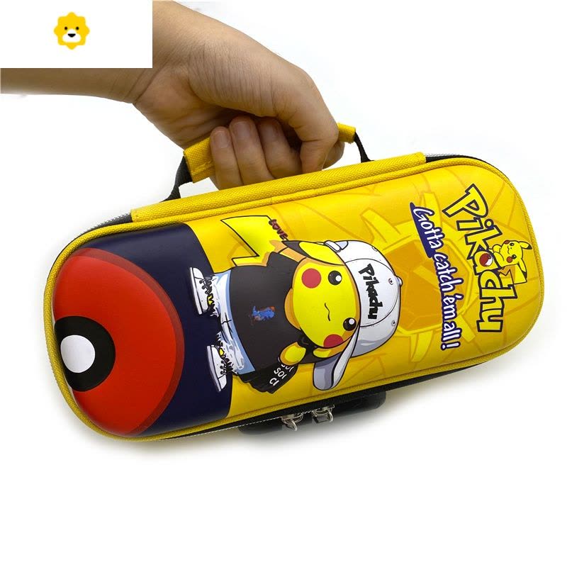 喻娄皮卡丘笔袋小学生男女生密码锁文具盒3D立体大容量手提儿童铅笔盒图片