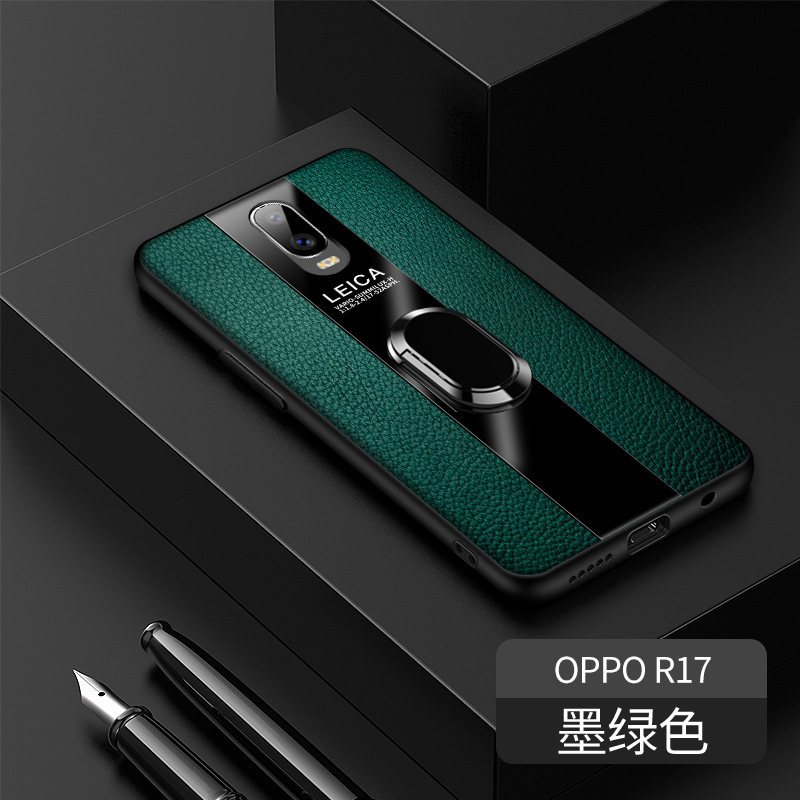 [送膜]高铭宣 oppor17手机壳17pro保时捷皮套oppo r15防 OPPOr17[墨绿色]★赠钢化膜+磁吸支架