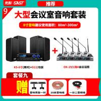 先科K5专业大中小型会议室音响套装音箱功放室内挂墙KTV舞台教学舞蹈卡拉ok卡包 4只8寸音响 一拖四会议话筒