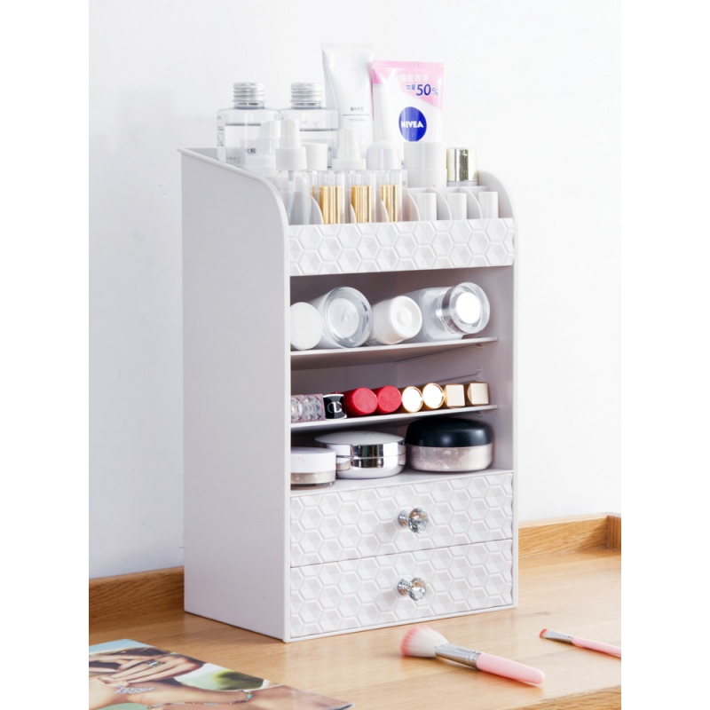 抽屉式化妆品收纳架桌面口红置物架多层梳妆台护肤品收纳盒高清大图