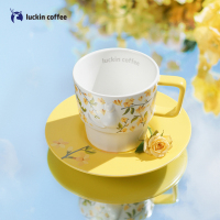 瑞幸咖啡(luckin coffee)个性创意花喵浮雕杯碟套装陶瓷咖啡杯英式下午茶茶杯马克杯