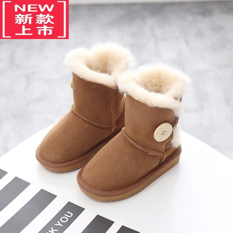 可莉允羊一体儿童雪地靴女童靴子1-3男宝宝棉鞋中大童冬婴儿学步鞋图片