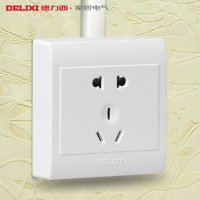DELIXI德力西86型pc明装开关插座面板五孔插座墙壁开关二三插电源插座PVC面板