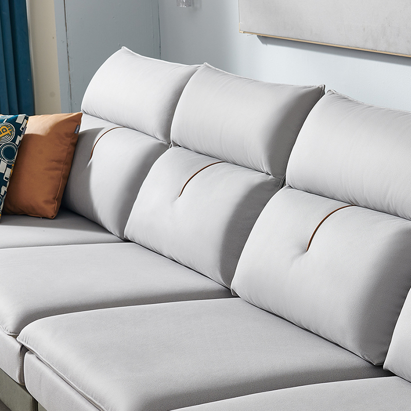 全友家居 现代简约科技布艺沙发 分段式靠背可拆洗l型沙发组合 大小