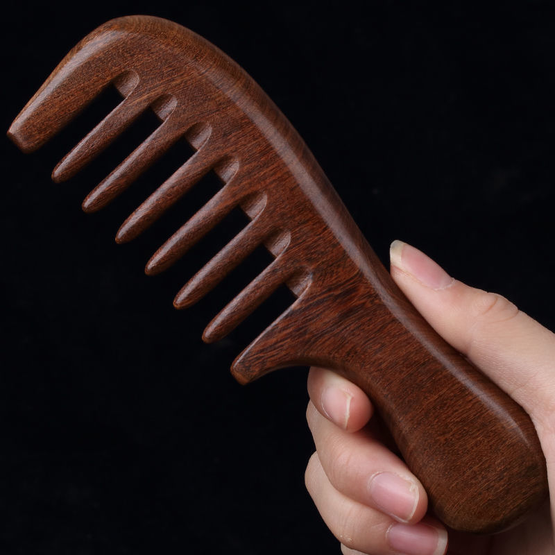檀木-(宽齿)15cm 檀木梳子男按摩梳子防脱发大宽齿卷发梳子女烫发粗齿