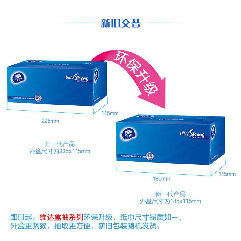 维达(vinda)盒装抽纸硬盒装抽纸3层100抽(3包/提,12提/箱)V2260整箱高清大图