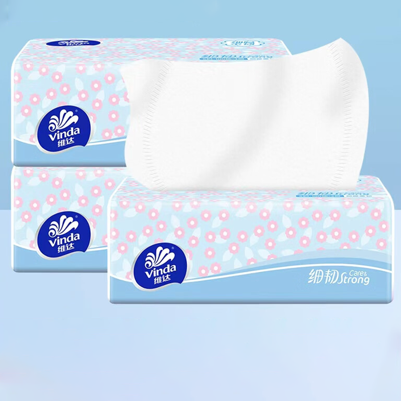 维达 细韧抽纸面巾纸餐巾纸 3层 100抽*3包 V2616-A