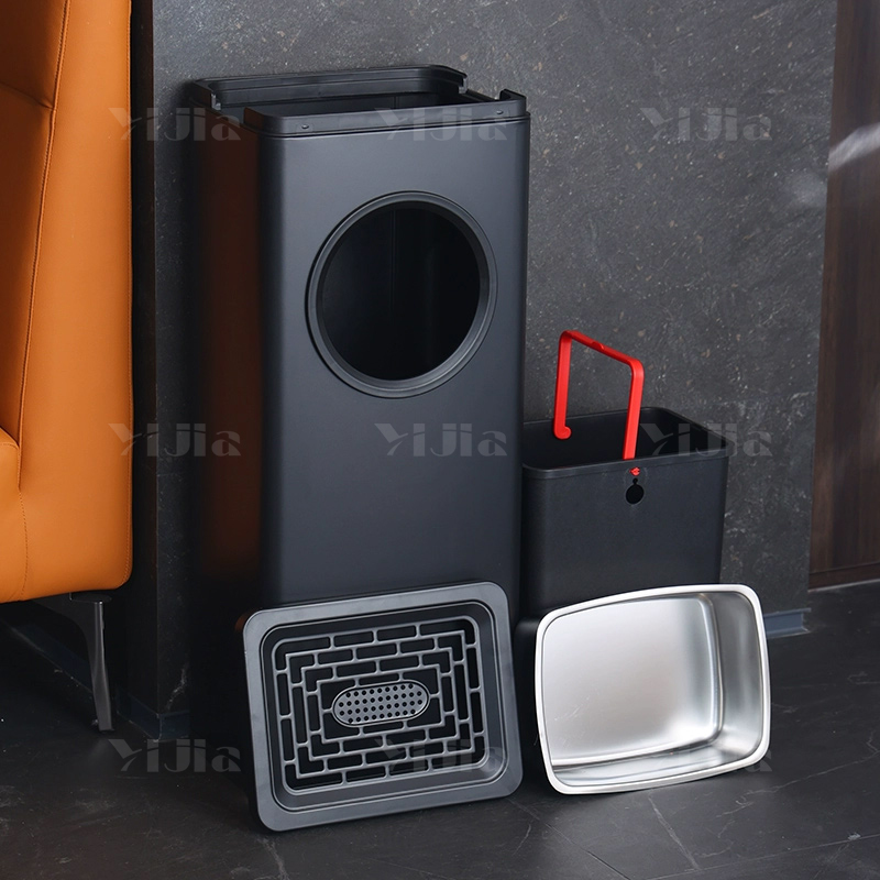 翌嘉YJ4123007 不锈钢酒店垃圾桶大堂宾馆圆口立式垃圾桶 银色 16L 310*235*665高清大图