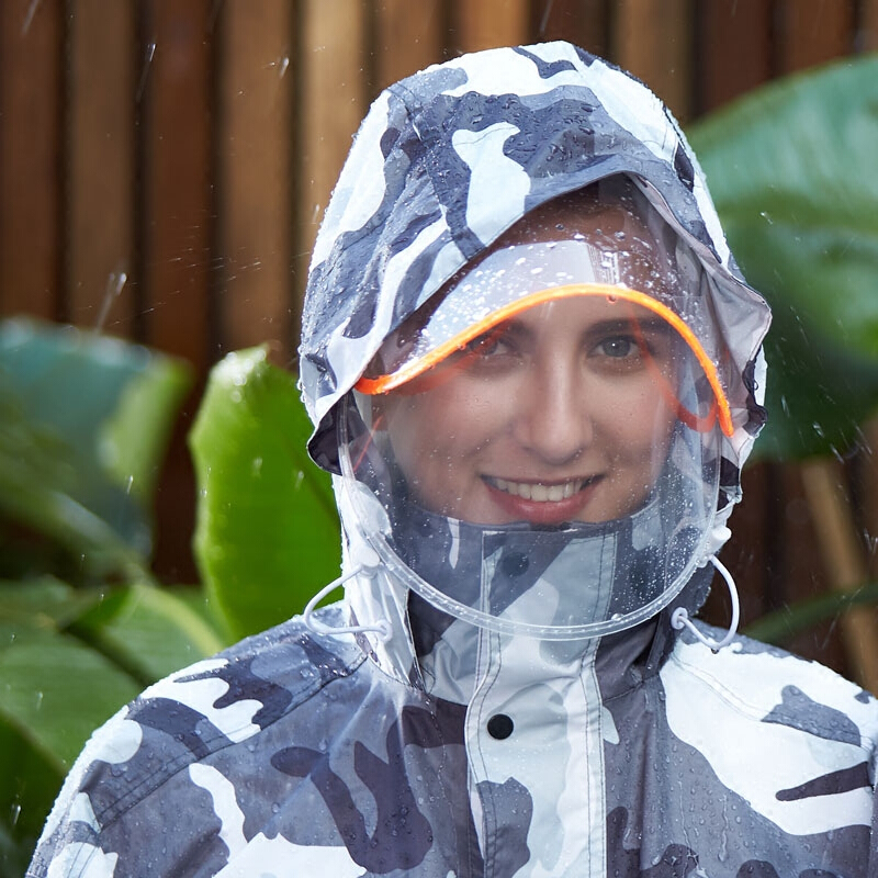 [送鞋套]雨衣雨裤套装电动摩托车双层雨披男女分体雨衣迷彩军绿色军绿迷彩送帽檐