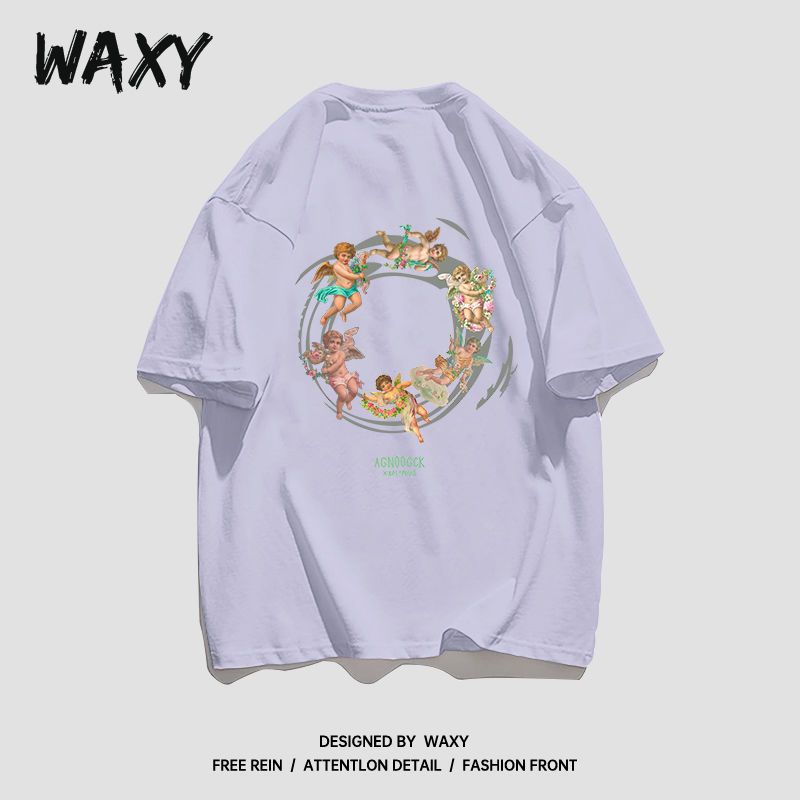 WAXY夏季新款纯棉T恤女美式hiphop短袖女学生宽松嘻哈甜辣上衣ins