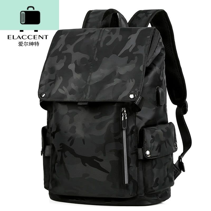 双肩包2020新款男潮流ins超火书包男士简约大容量牛津布旅行背包NEW LAKE 经典黑图片