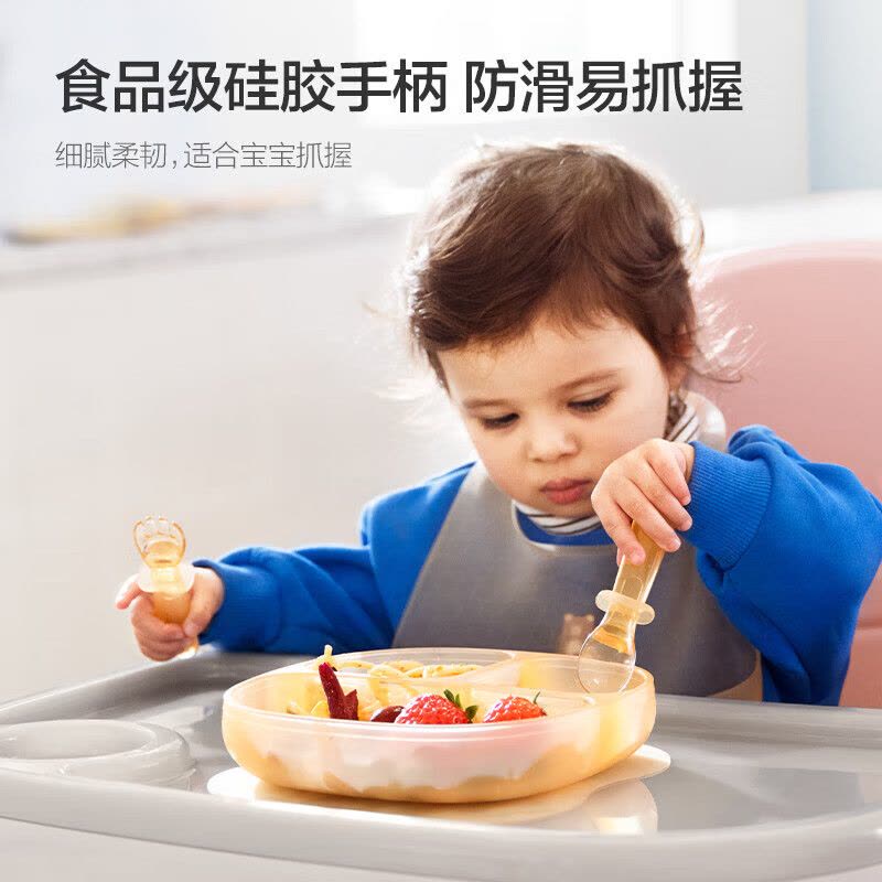 新安怡(AVENT)儿童餐具婴幼儿学食叉勺套装6973786380083宝宝学吃饭训练勺子硅胶叉勺婴儿辅食勺儿童餐具图片