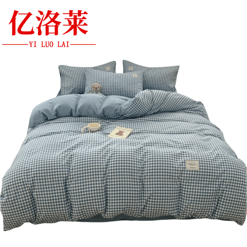 亿洛莱 格子四件套 1.5m床 套高清大图