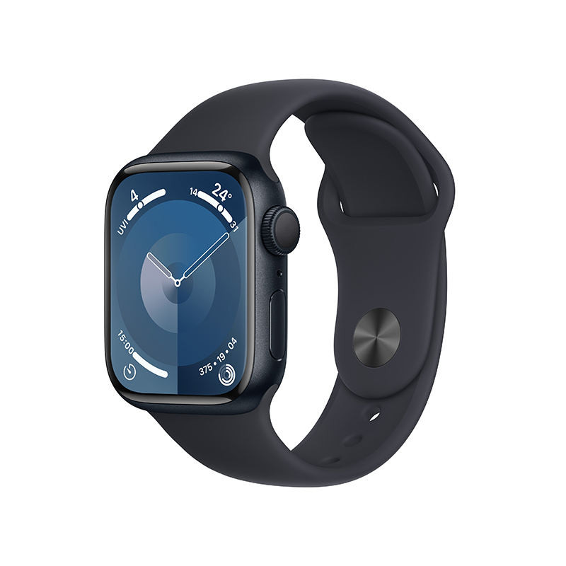 Apple Watch Series 9 (GPS) 41 毫米午夜色铝金属表壳 午夜色运动型表带 - M/L