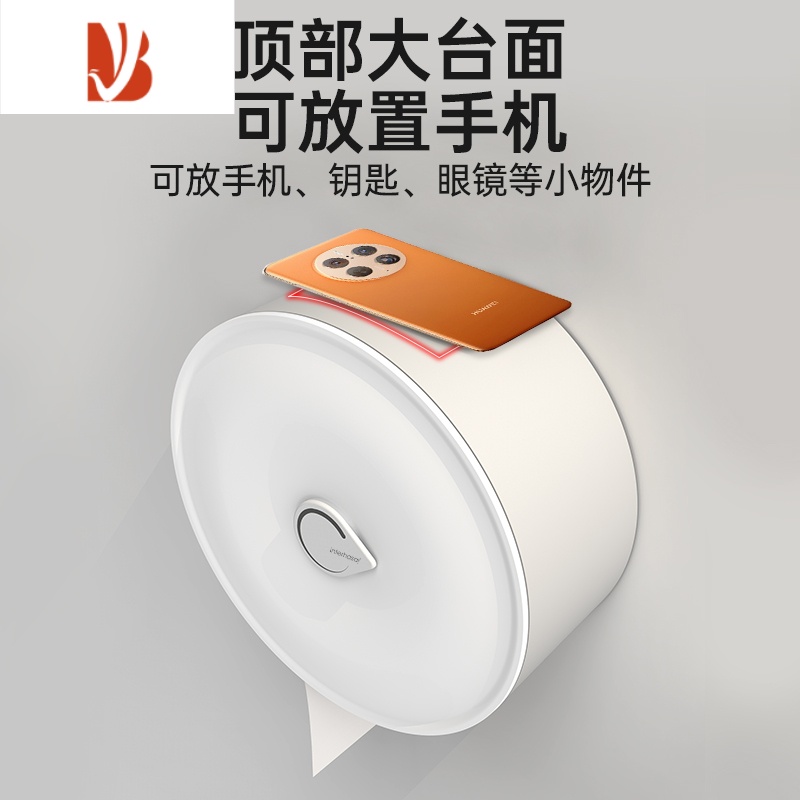三维工匠酒店壁挂式卫生间大卷纸盒大盘纸盒厕所卷纸筒免打孔厕纸盒纸巾盒 [送免打孔]51023白色+20卷纸巾高清大图