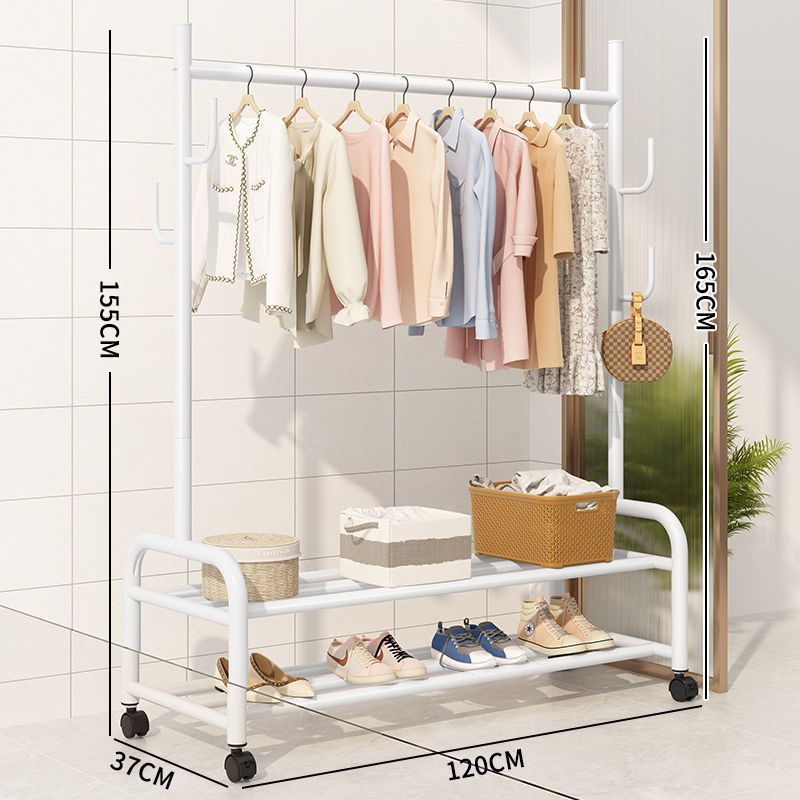 仙人掌晾衣架落地阳台折叠晒衣服架子家用卧室家用挂衣架晾晒衣架 加粗25管径-双层120CM-白色