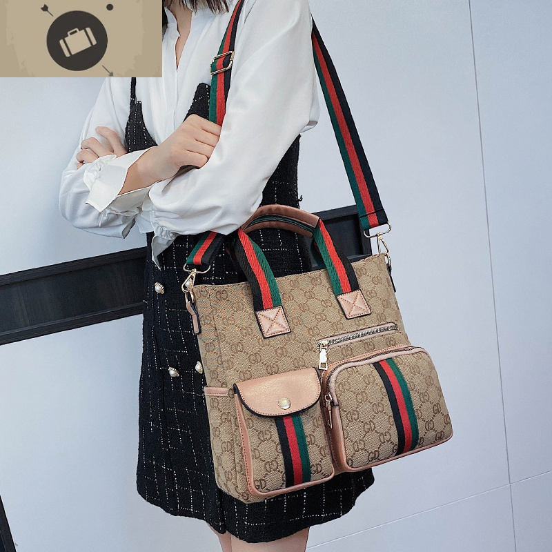 2020新款女包手提包休闲百搭单肩斜挎包包托特包大容量通勤帆布包艾狄