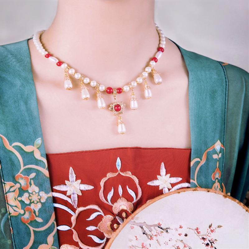 璎珞项链女古风项链中国风珍珠吊坠宋制明制配饰汉服坦领诃子配饰