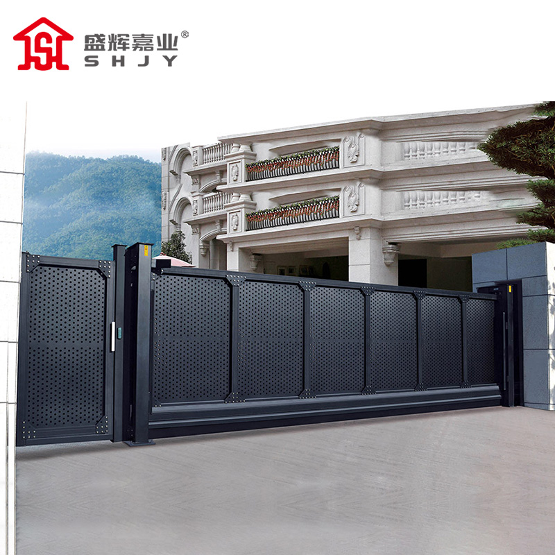 盛辉嘉业 悬浮门电动伸缩门铝合金封板无轨直线平移大门定制高清大图