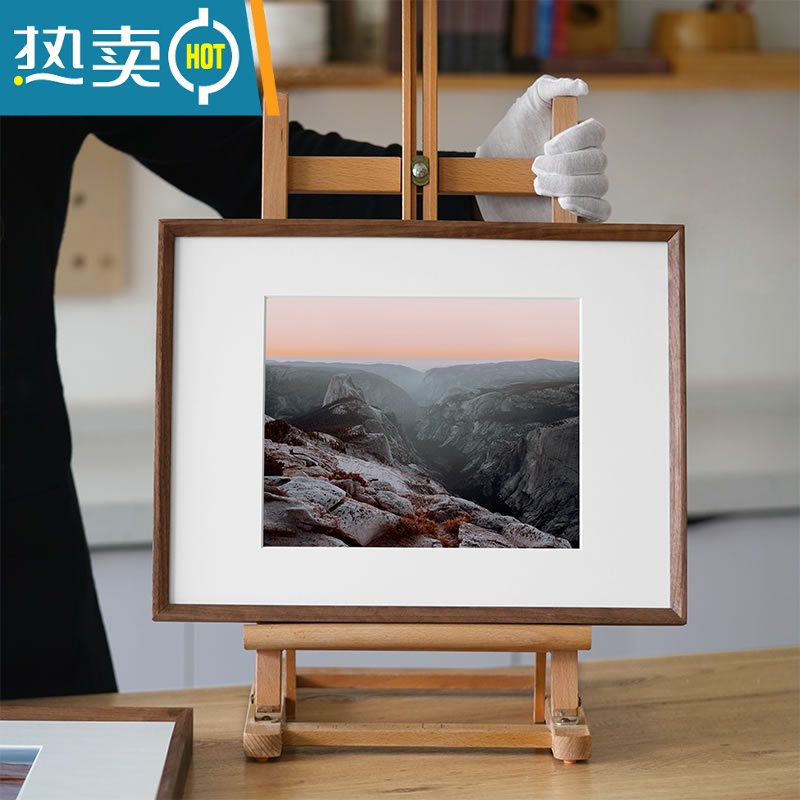 敬平洗照片做成相框定制a4实木相片画框a3装裱婚纱照挂墙照片打印裱画 黑胡桃 不加卡纸 24寸(内50*60CM)高清大图