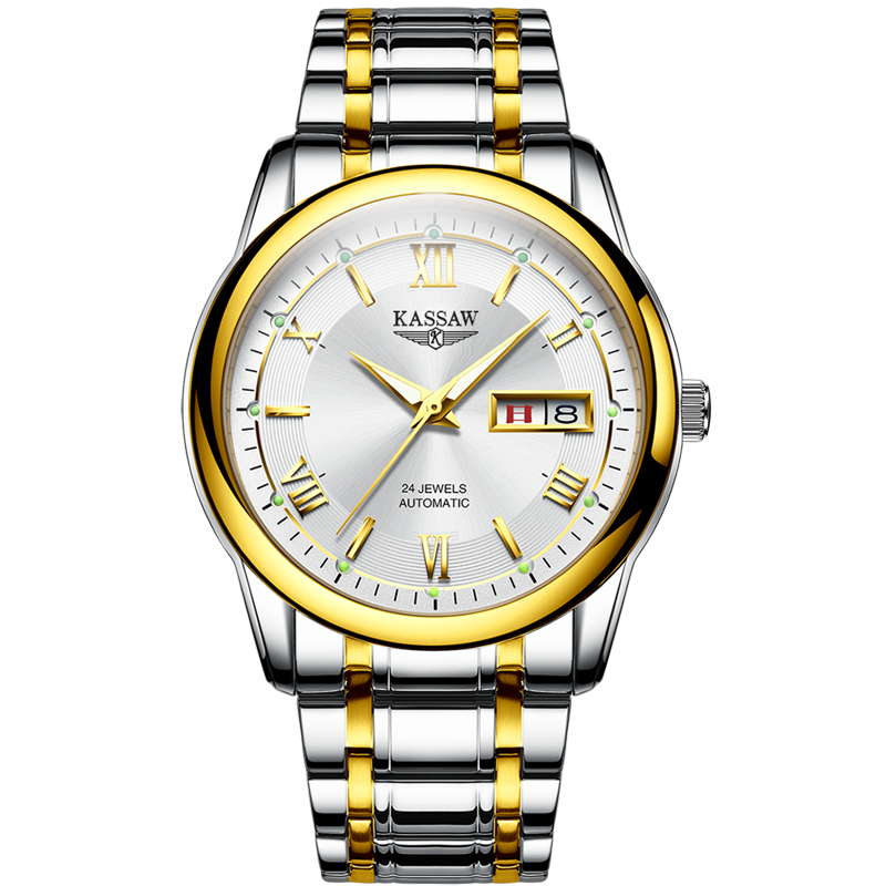 卡梭(KASSAW)手表男自动机械表防水简约时尚潮流新款商务日历时装男表K812G