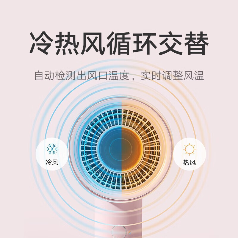米家小米电吹风H500C水离子护发套装 快速干发吹风筒 双针水离子冷热循环风小米吹风机 母亲礼物 樱花粉