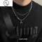JiMi芒星双层项链男款潮毛衣链轻奢小众设计感嘻哈风情侣男生女锁骨链