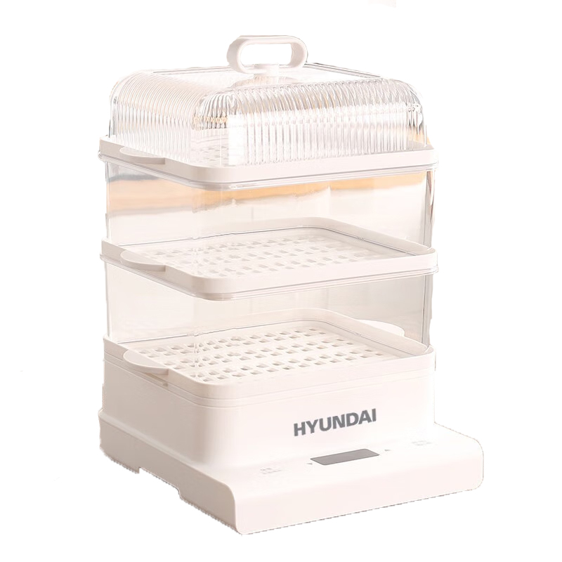 HYUNDAI 韩国现代 电蒸锅 多功能家用三层18L大容量蒸蛋器电蒸笼早餐机 LC-DZG5807 白色
