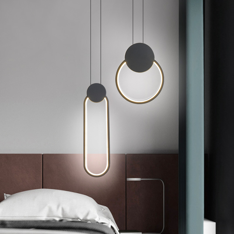 卧室床头吊灯现代简约轻奢闪电客单头北欧风网红长线极简偏厅吧台小