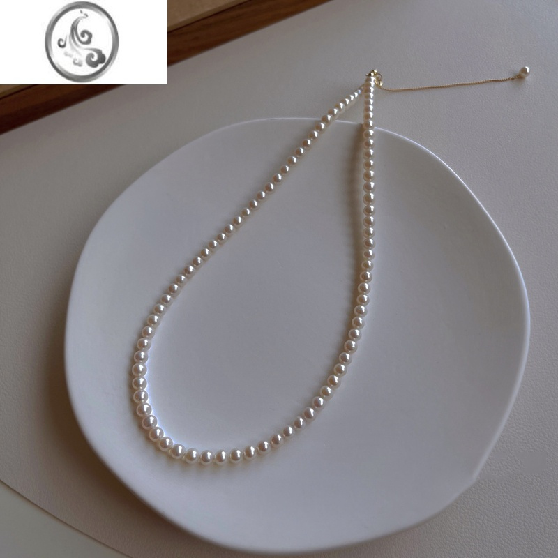jimi施家2mm极细小米珠项链女2023新款珍珠锁骨链女轻奢气质百搭颈链