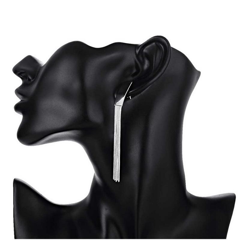 E095 Women silver plated earring 镀925纯银日韩长款时尚耳环女