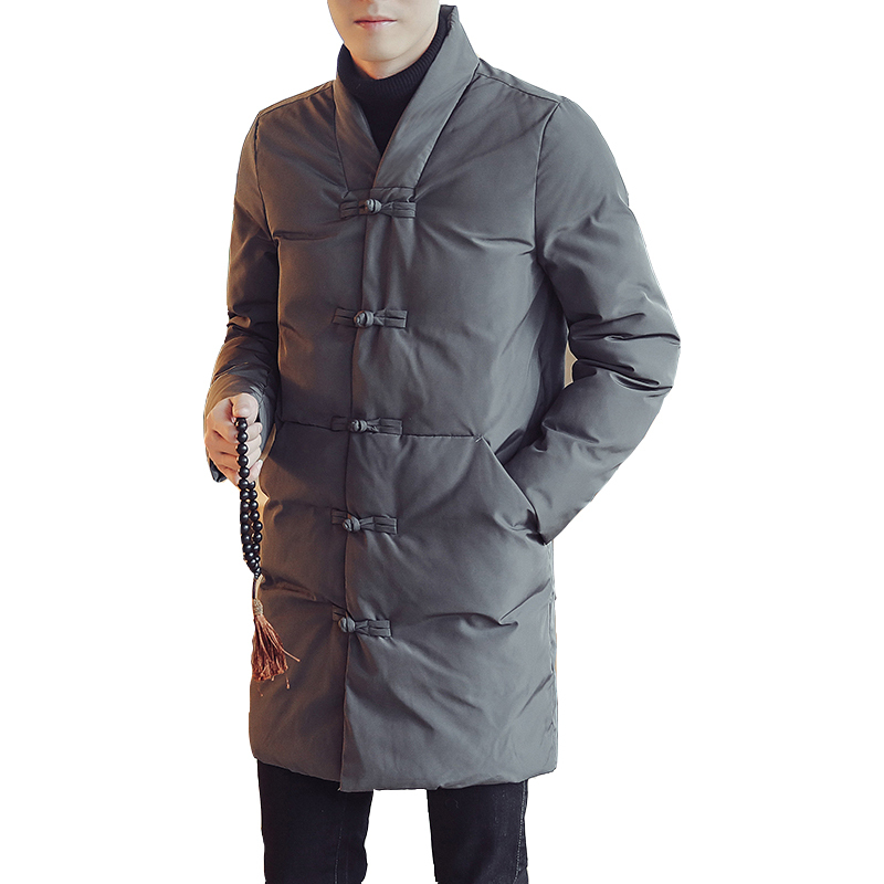 baluoshang中国风棉衣男中长款盘扣冬装复古棉服立领冬季唐装棉袄男