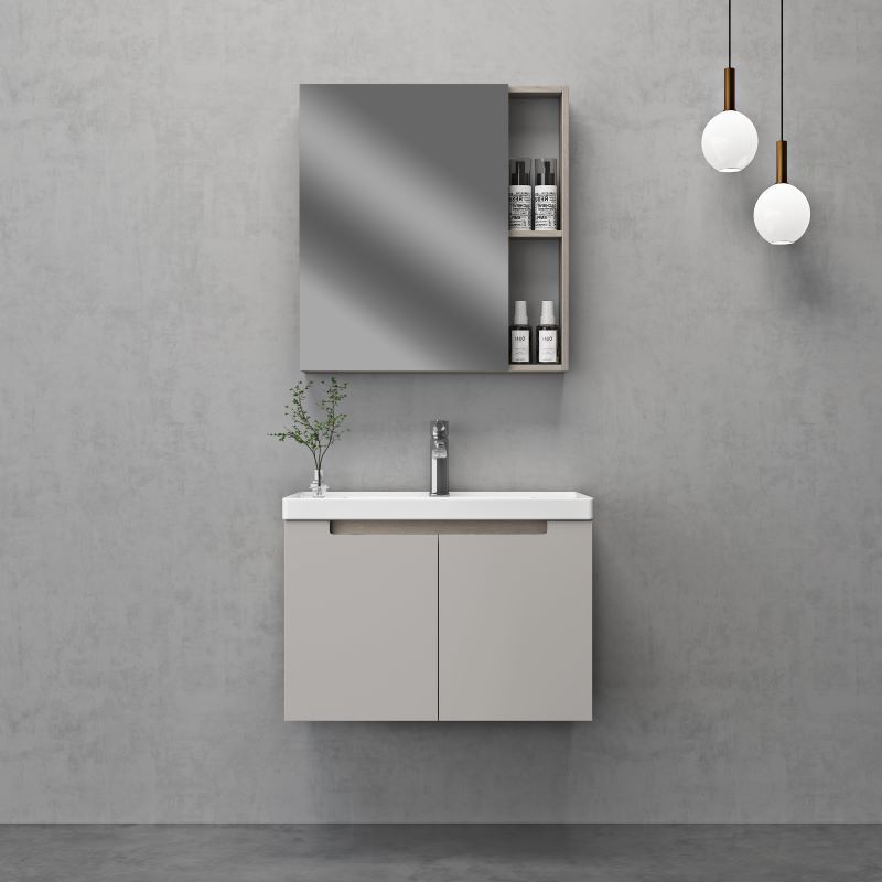 金牌卫浴家用奶灰浴室柜组合现代简约陶瓷一体洗脸盆卫浴柜卫生间洗漱