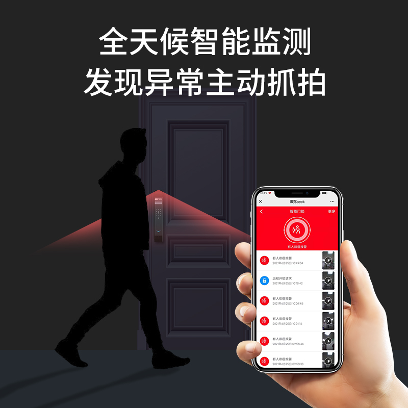 BECK博克3D人脸识别指纹锁智能门锁全自动猫眼密码电子家用防盗门V5P