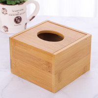 纸巾盒竹木餐厅饭店酒店客厅用抽纸盒家用 上翻盖 11.5*11.5*8cm