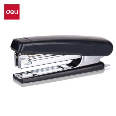 得力(deli)12页经典耐用订书机/订书器 尾部自带起钉器(适用10号钉) 0221黑色