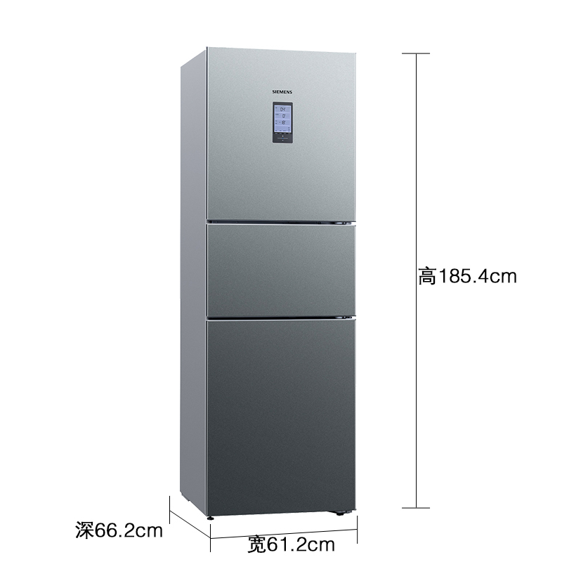 西门子(SIEMENS)274升 三门冰箱 家用三开门冰箱 零度保鲜 混冷无霜 BCD-274W(KK28UA33TI)